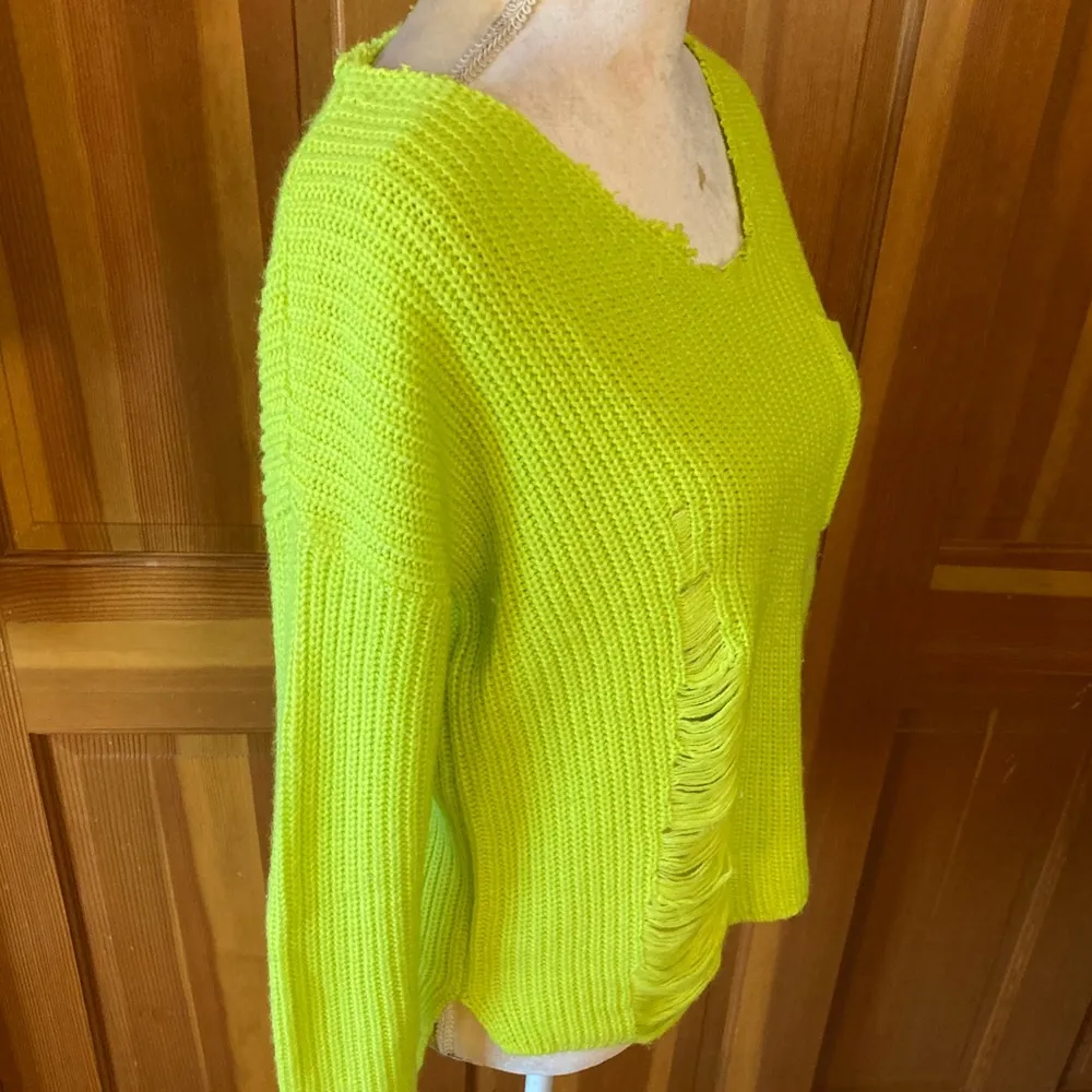 Women’s Lime Green Distressed Sweater - Image 12