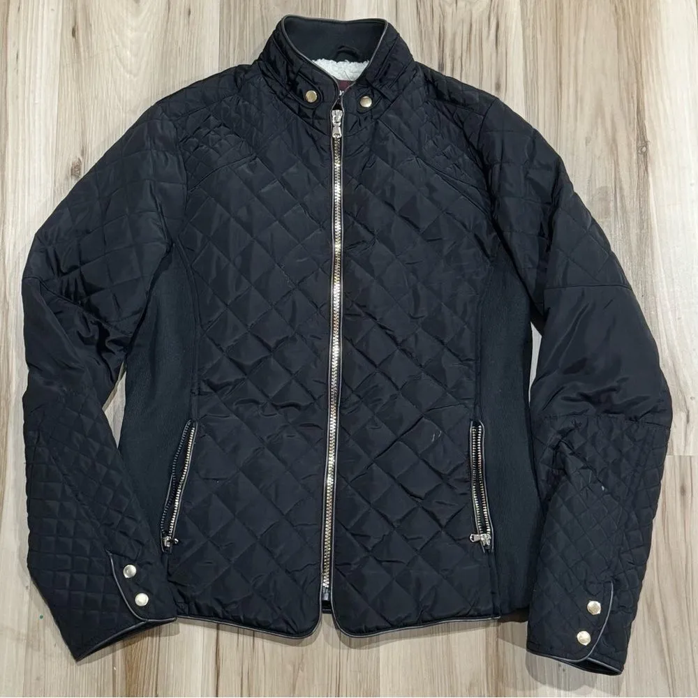 Ci Sono Black Quilted Sherpa Lined Jacket Coat Women’s Small - Image 2