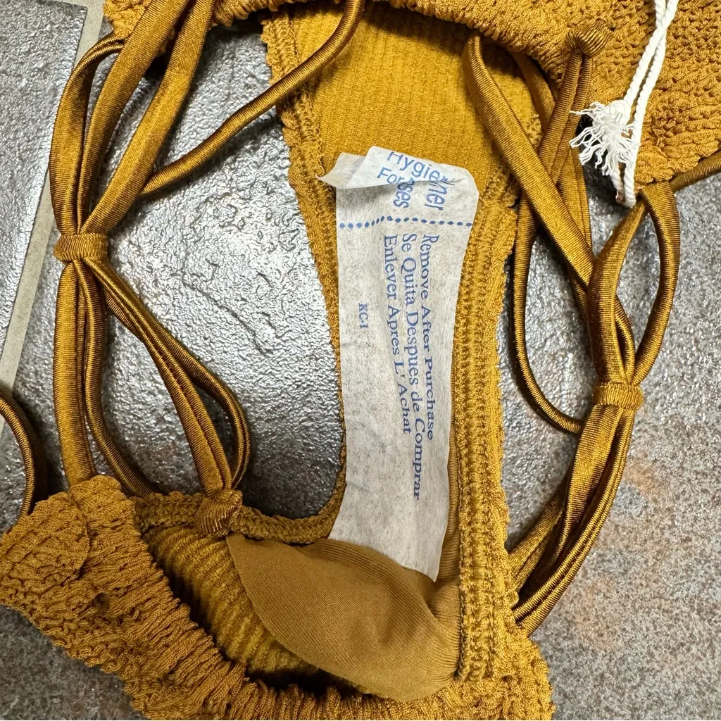 NEW Good American Always Fits Crinkle Bikini Set Swimsuit Bottoms Bronze Brown - Image 8