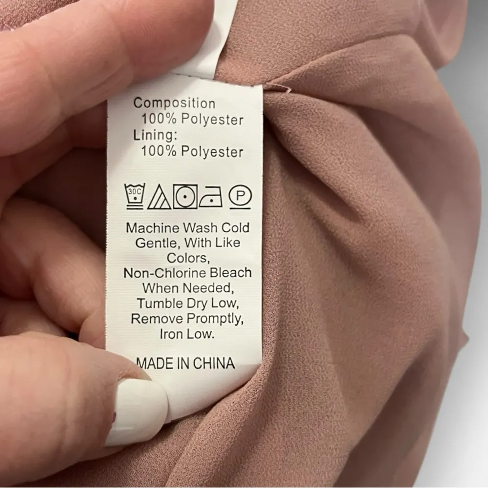 SHEIN VCAY Dusty Pink Lantern Long Sleeve Blouse With Pleated Detail LG | NWOT - Image 8