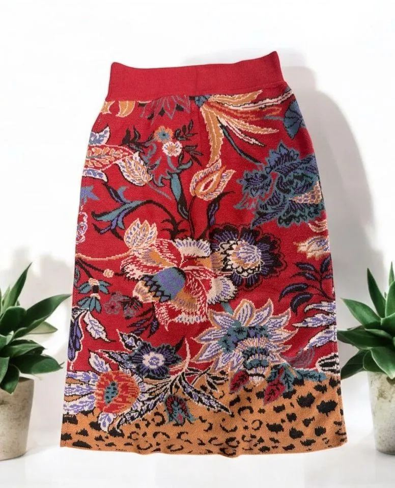 Anthropologie Maeve Womens Delphinia Floral Knit Pencil Skirt XS - Image 4