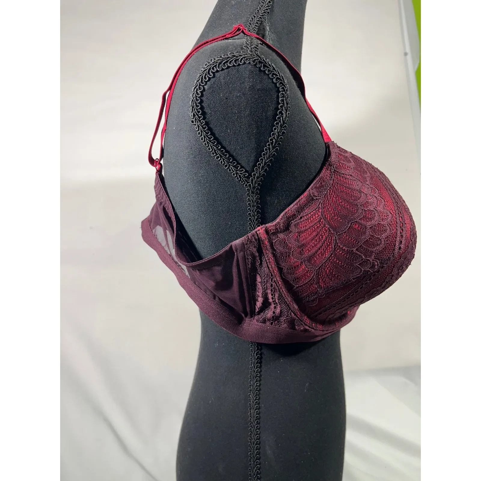 Adore Me Women Lace Balconette Sexy Full Coverage Push Up Bra Burgundy Size 40DD - Image 3