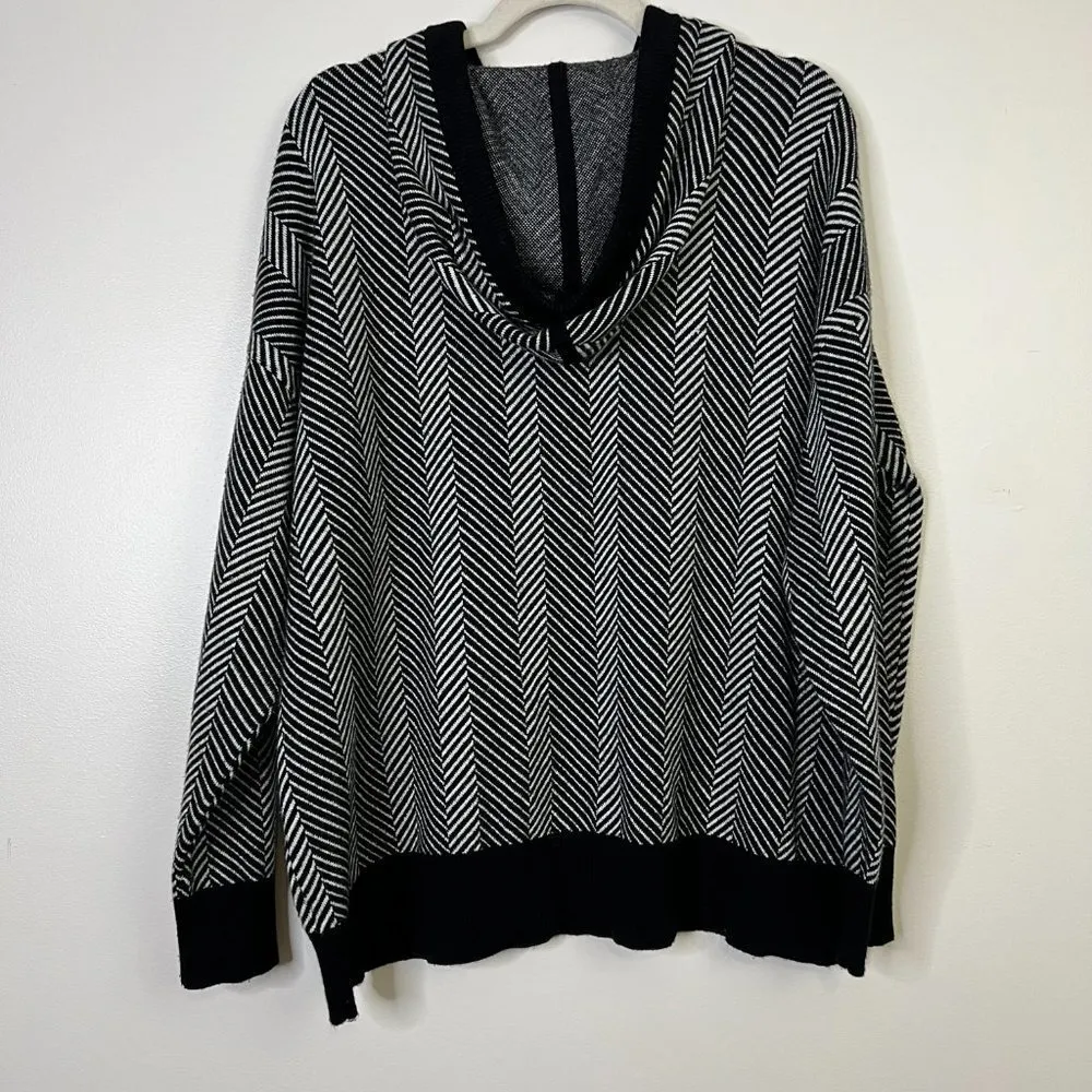 Joie Chevron Striped Hooded Hoodie Sweater Sweatshirt Plus Size Comfy Loungewear - Image 9