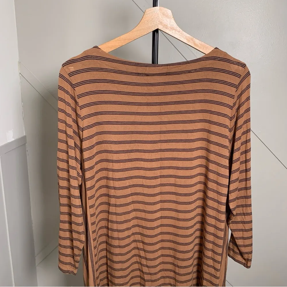 J. Jill Brown Black Striped Long Sleeve Dress Size Large - Image 5