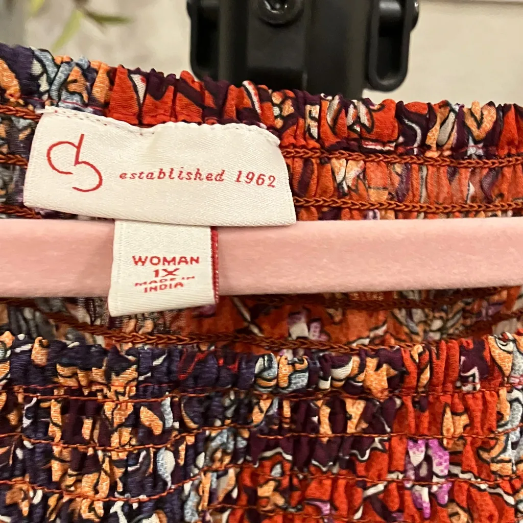 Cb Established 1962 Established 1962 Floral orange Red Blouse bell sleeves - Image 4