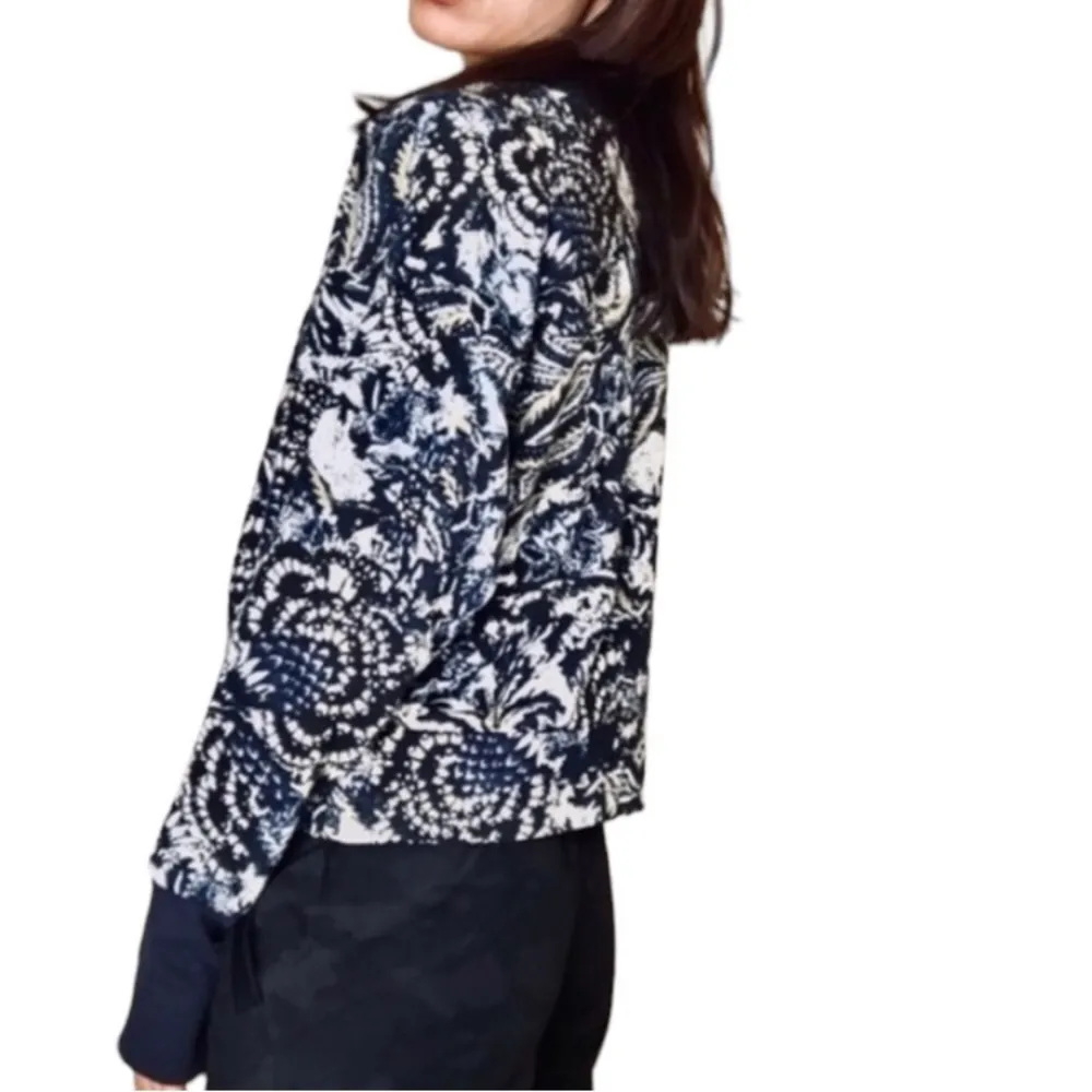 Joie Women’s Floral Multi-Colored Banded Hem Thumbhole Cropped Sweatshirt - Image 9