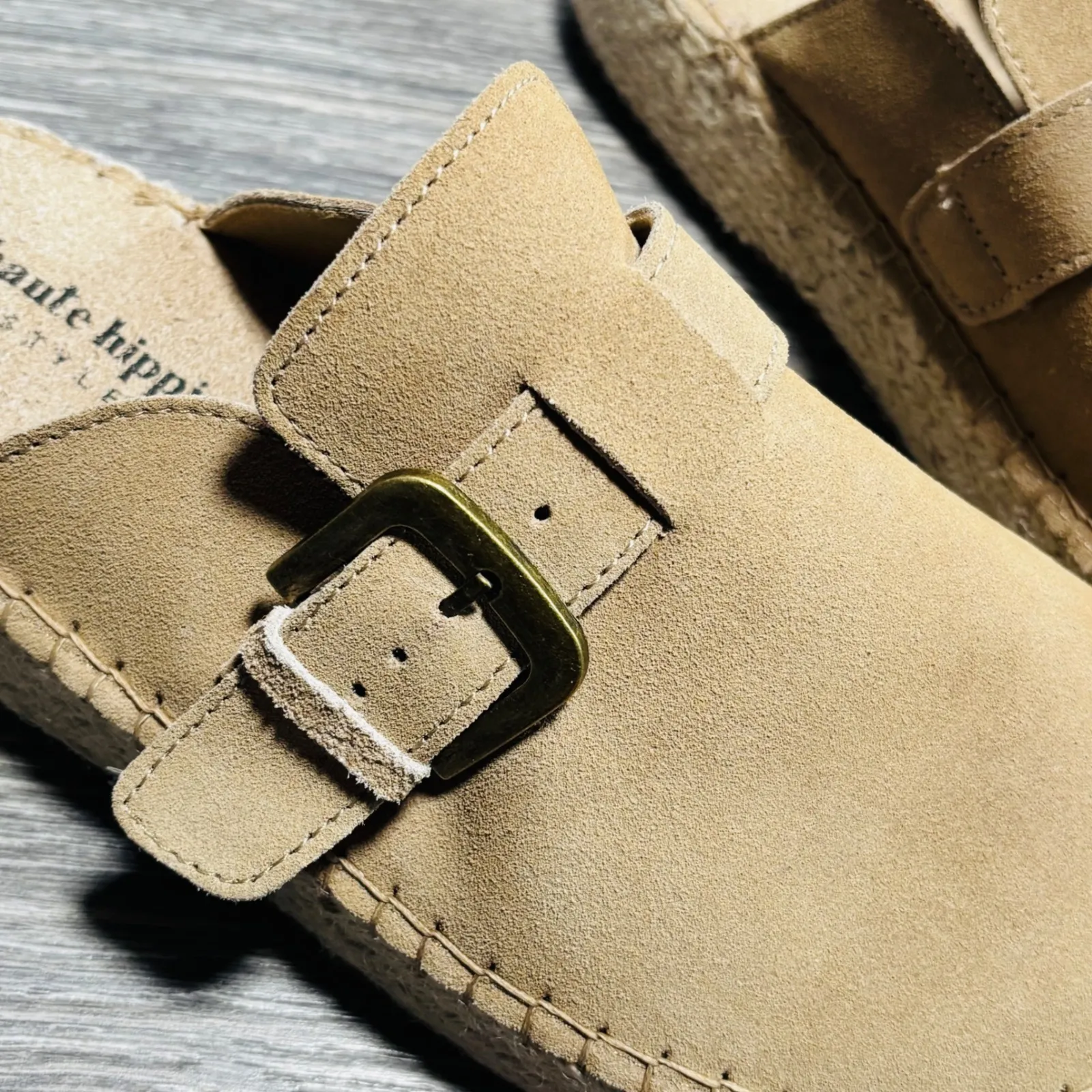 Haute Hippie Aria Suede Buckle Espadrille Mule Clog Size 6.5M - Image 7