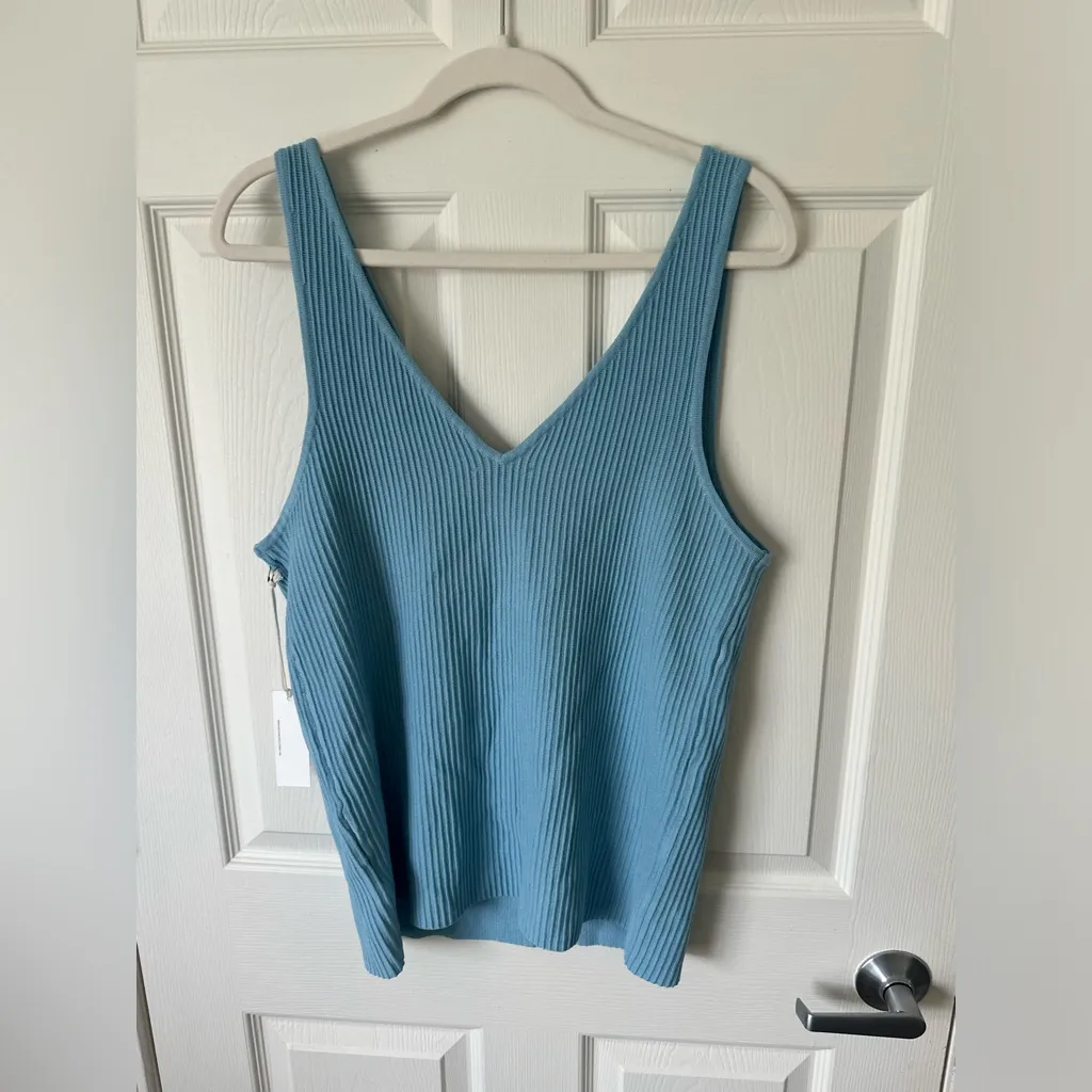Another Love Blue Ribbed Fitted Tank Top Size XL - Image 4