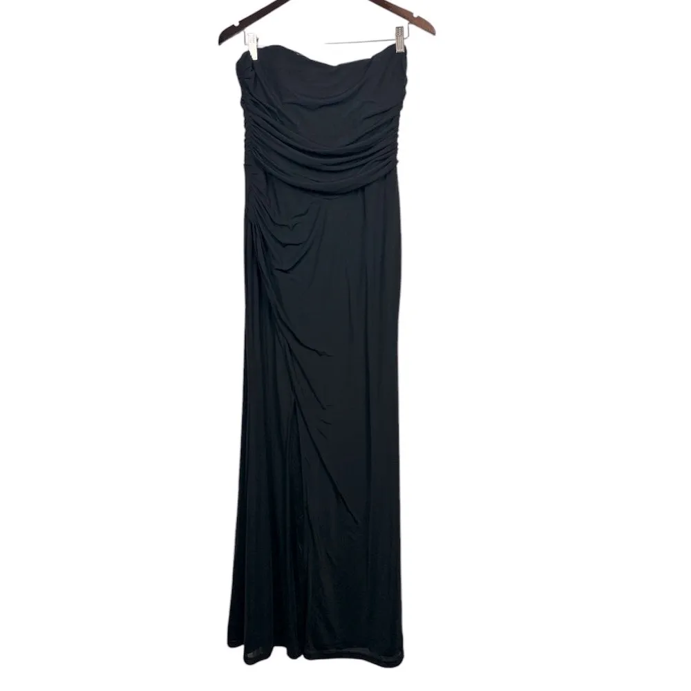 Epitome of Allure Black Mesh Strapless Ruched Tulip Maxi Dress Size XL - Image 2