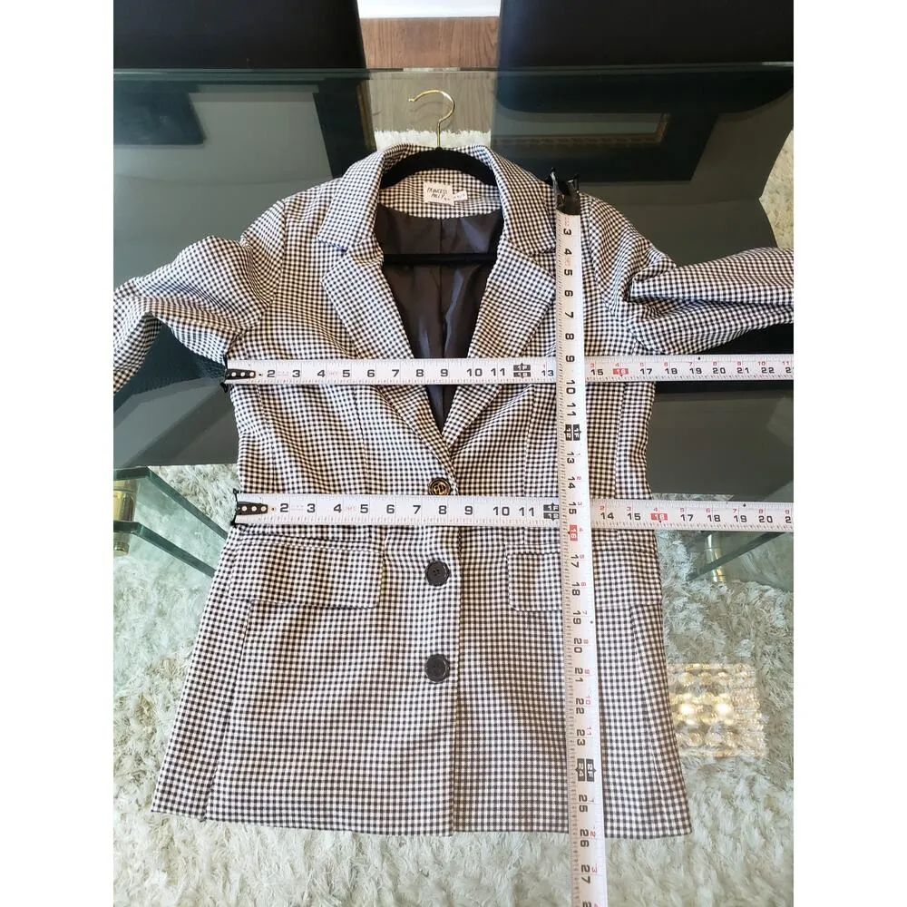 Princess Polly Blazer Jacket Women's XS Black White Houndstooth Single Breasted - Image 8
