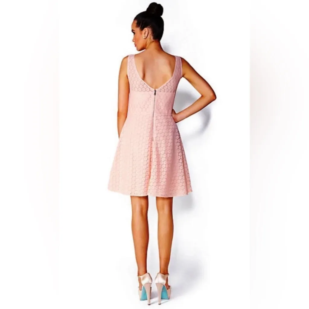 BETSEY JOHNSON peach lined lace dress with peekaboo sheer lace collar & back / 6 - Image 2