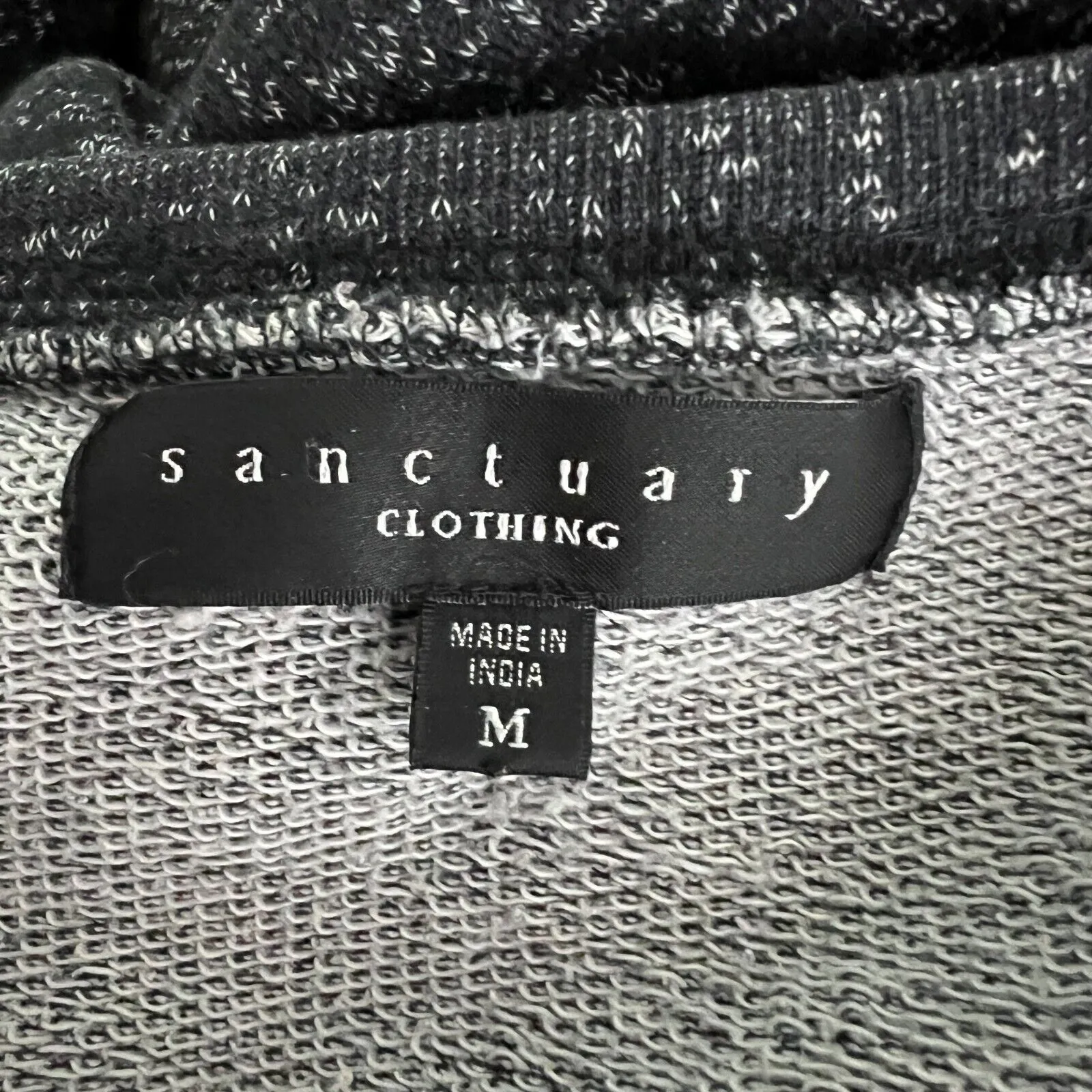 Sanctuary  Sweatshirt Womens Medium Black Gray Beaded Rolled Sleeve Updated Basic - Image 7