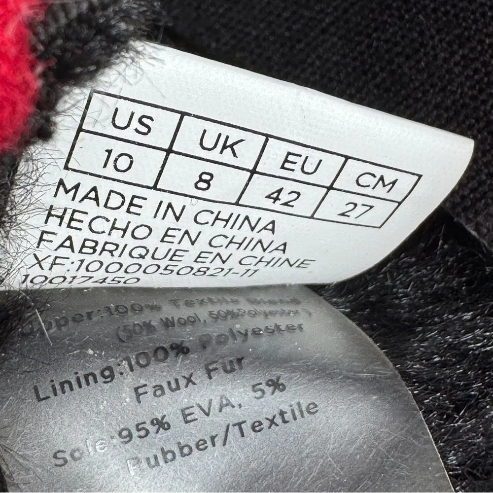 Toms Alpargata‎ Plaid Flannel Fur Lined Slip On Flats Shoes Red Black 10 - Image 11