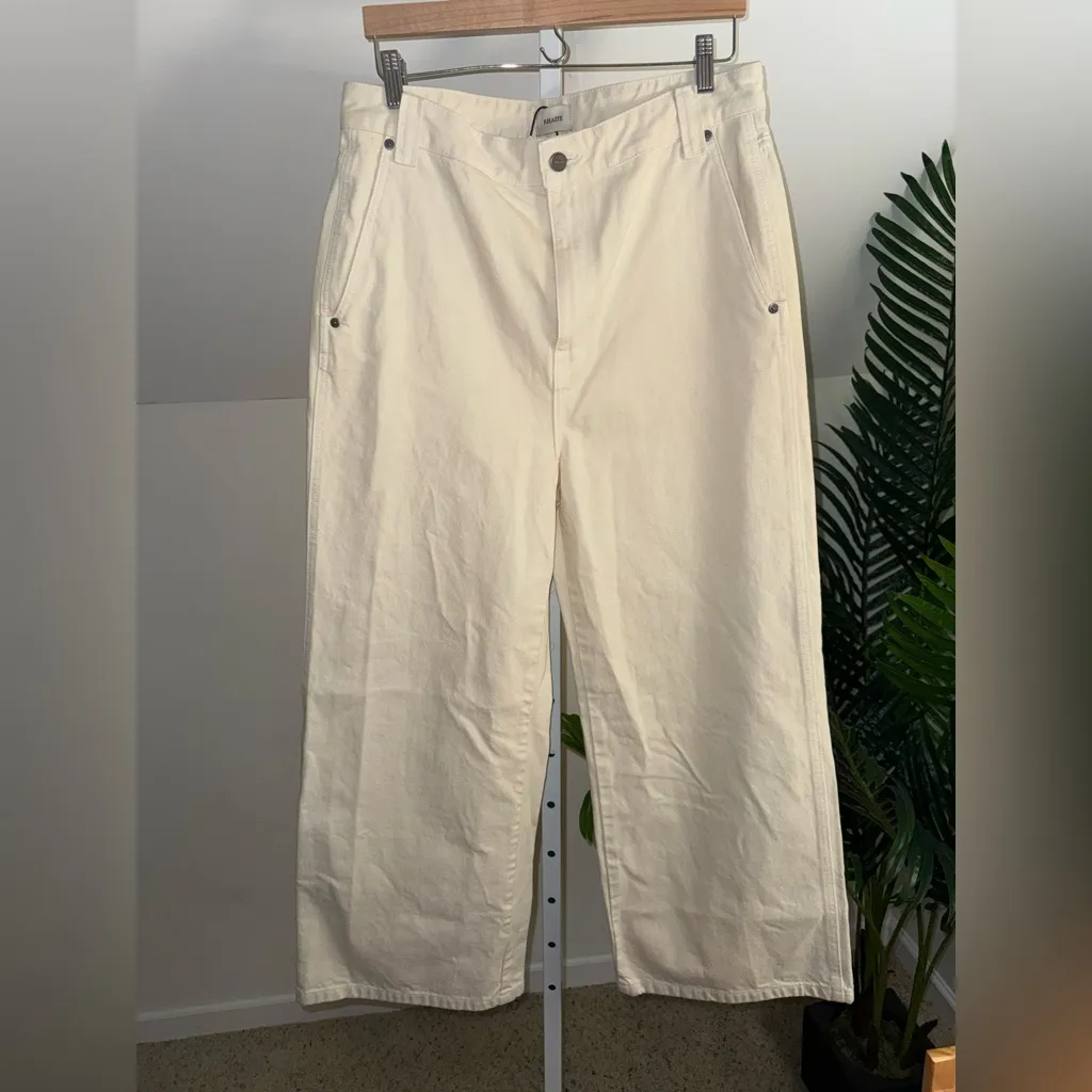 KHAITE The Ian High Rise Loose Wide Leg Jean in Ivory Size 29 - Image 3