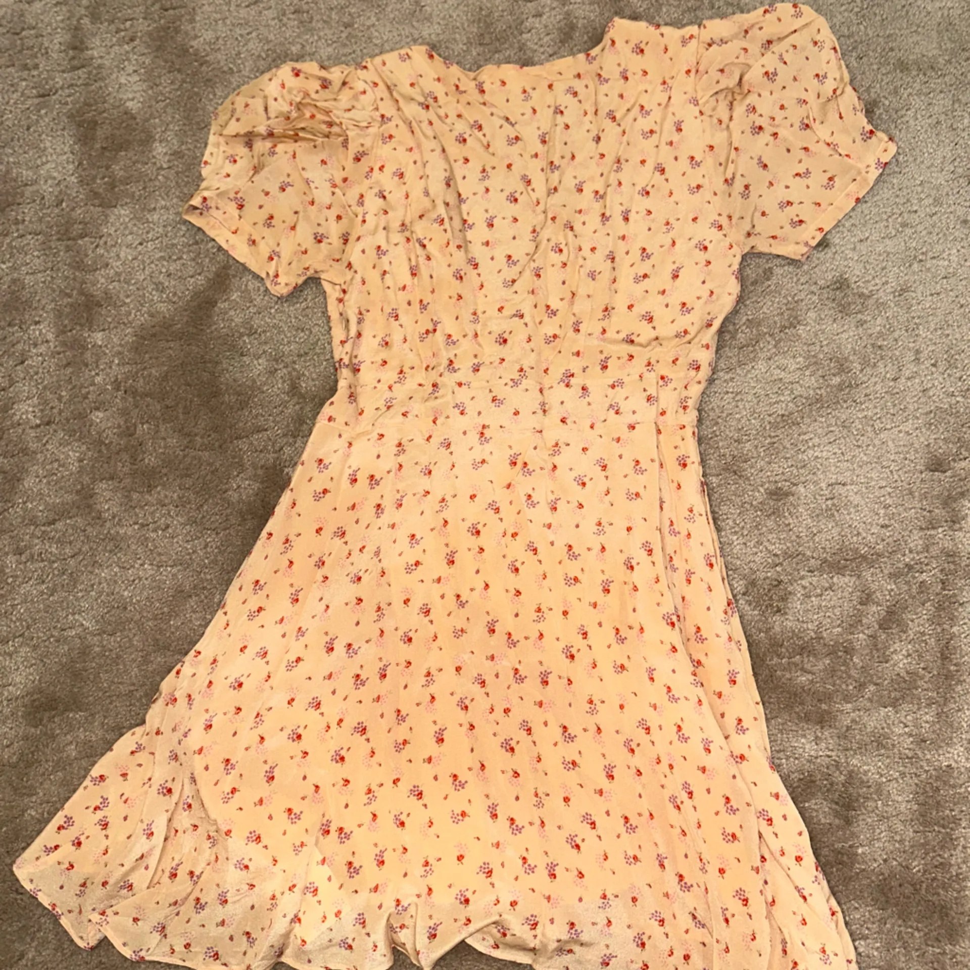 Loveshackfancy Peach Floral Ruby 100% Silk Mini Dress in Sardinia Cottagecore - Image 7