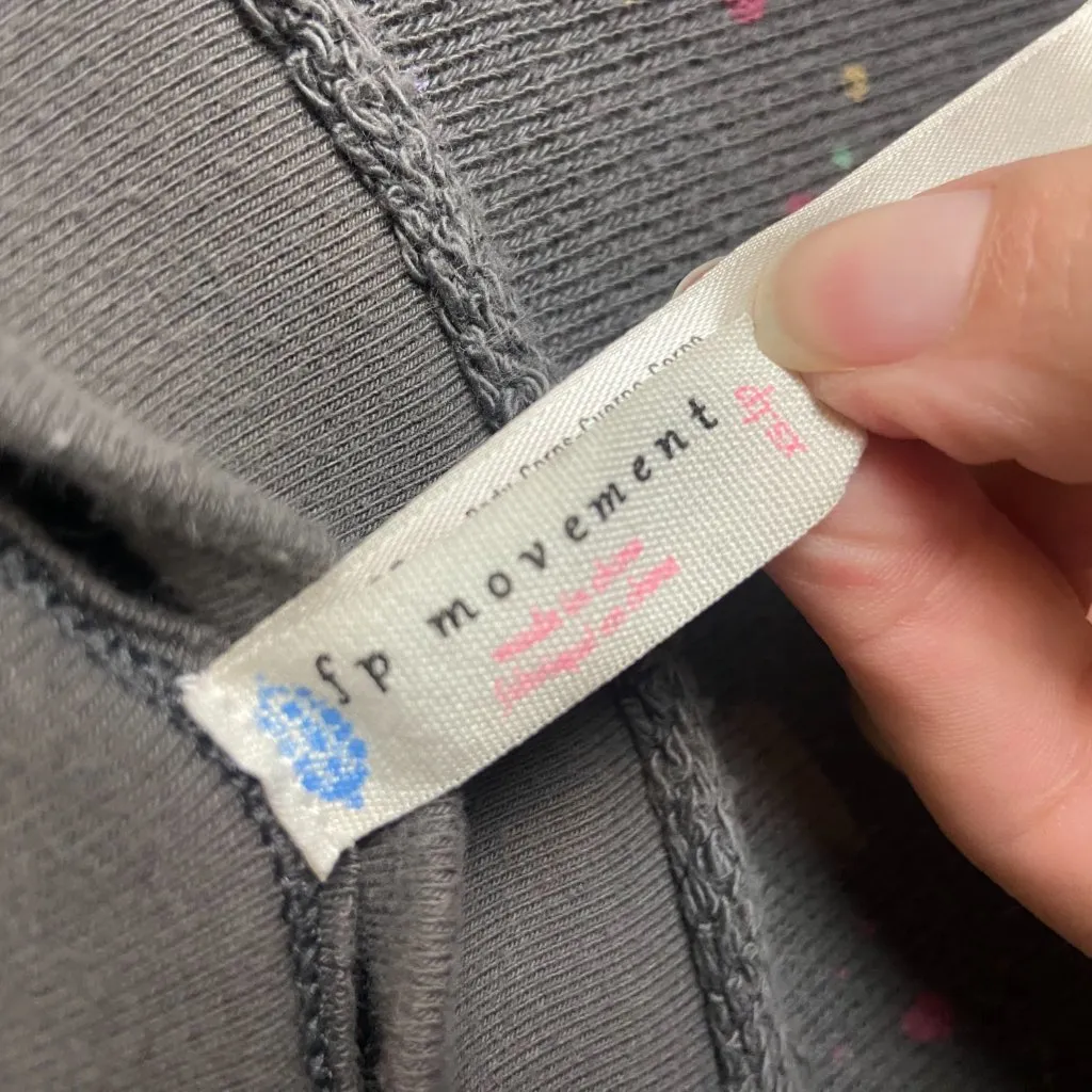 Free People Movement Size xs Make It Count Sweatshirt Grey Splatter Paint Frayed Gray - Image 8