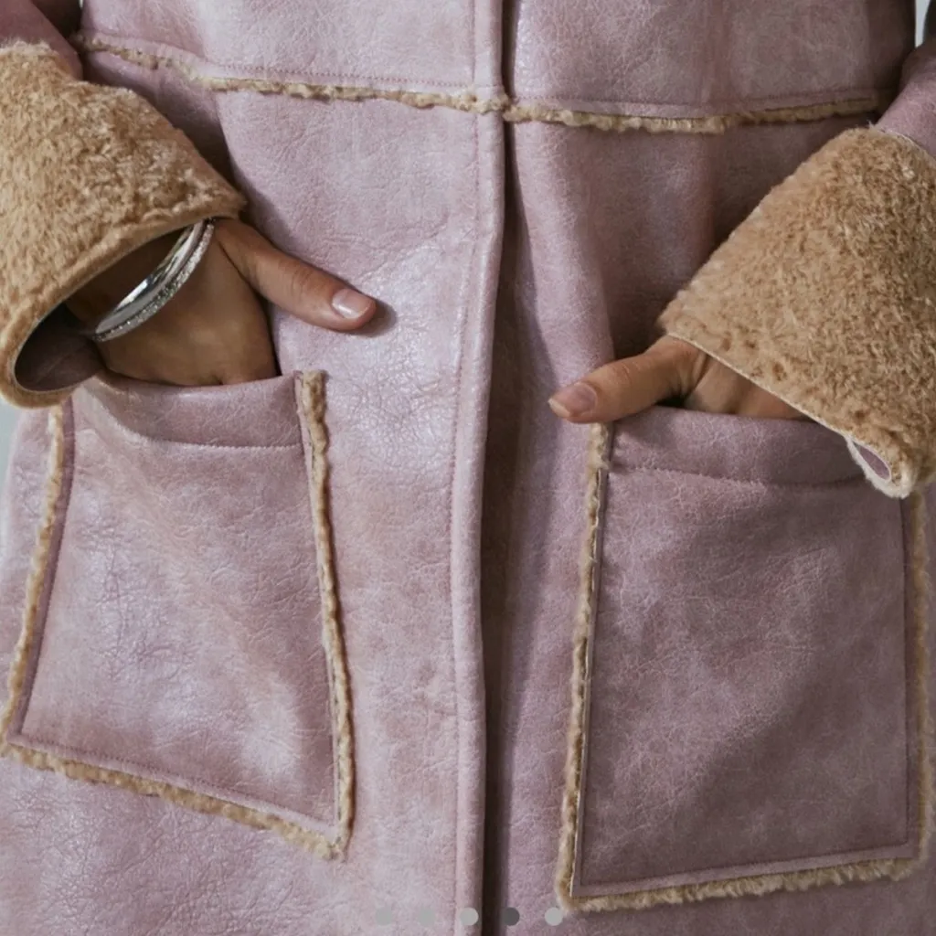 Urban Outfitters Pink Leather Coat - Image 3