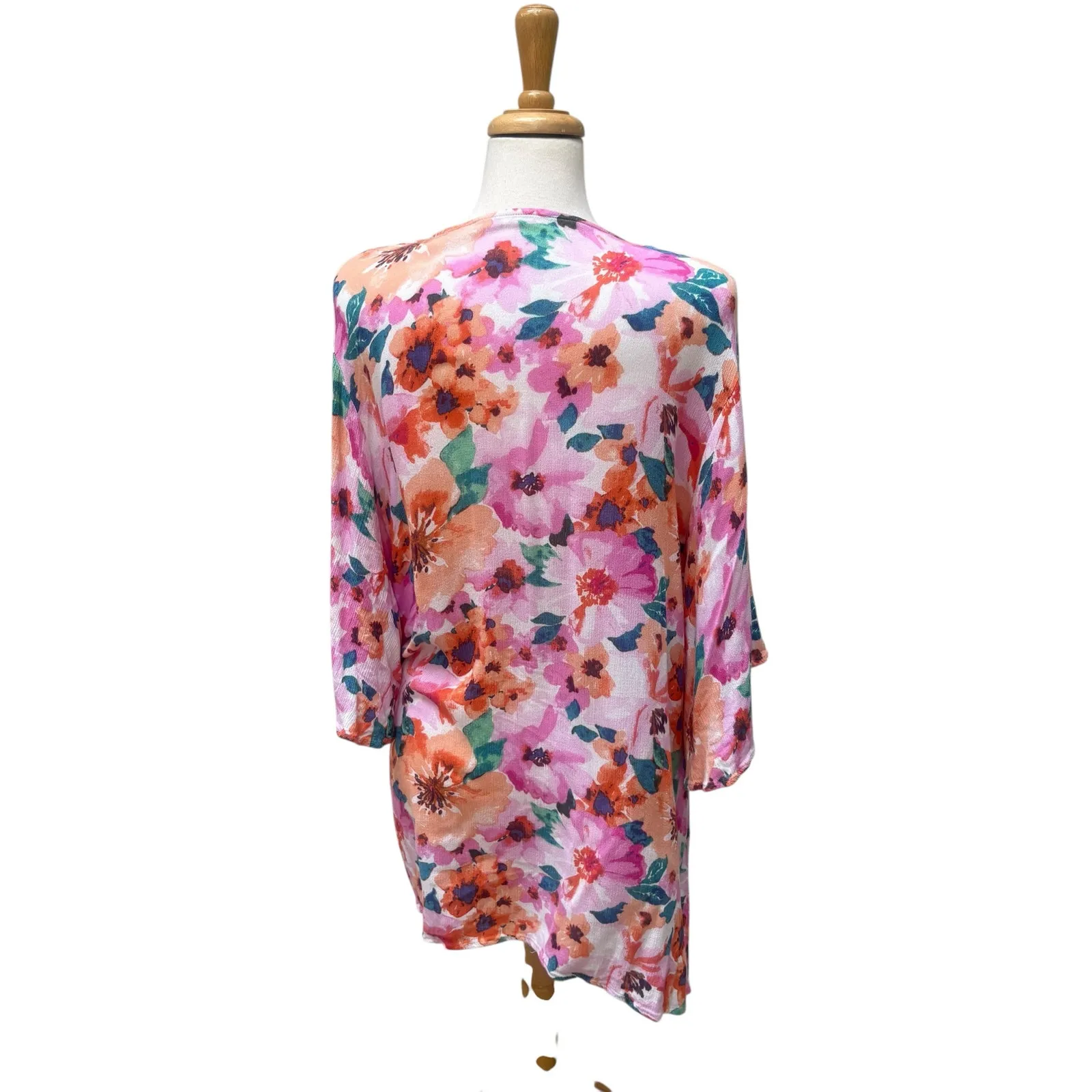 Impeccable Pig Open Front Kimono Sz M Bold Floral Lightweight Resortwear Beach - Image 5