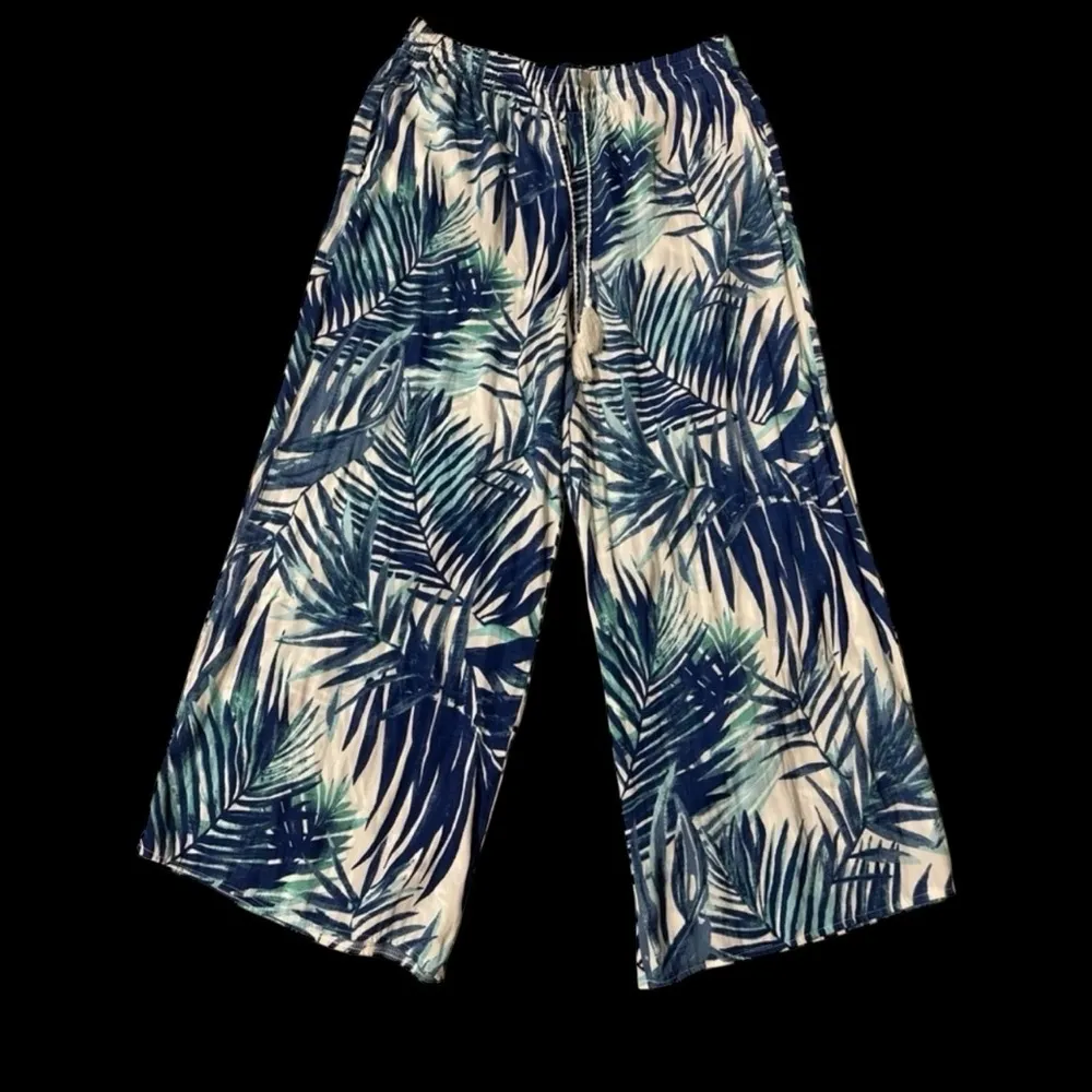 Palm Print Wide Leg Pants - Image 9