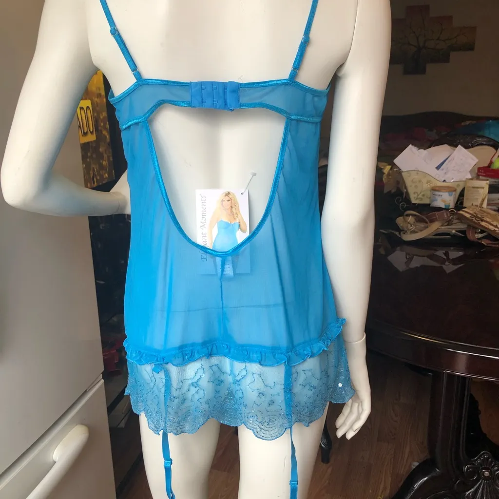 Elegant moments lingerie for woman Blue Size 1X - Image 2