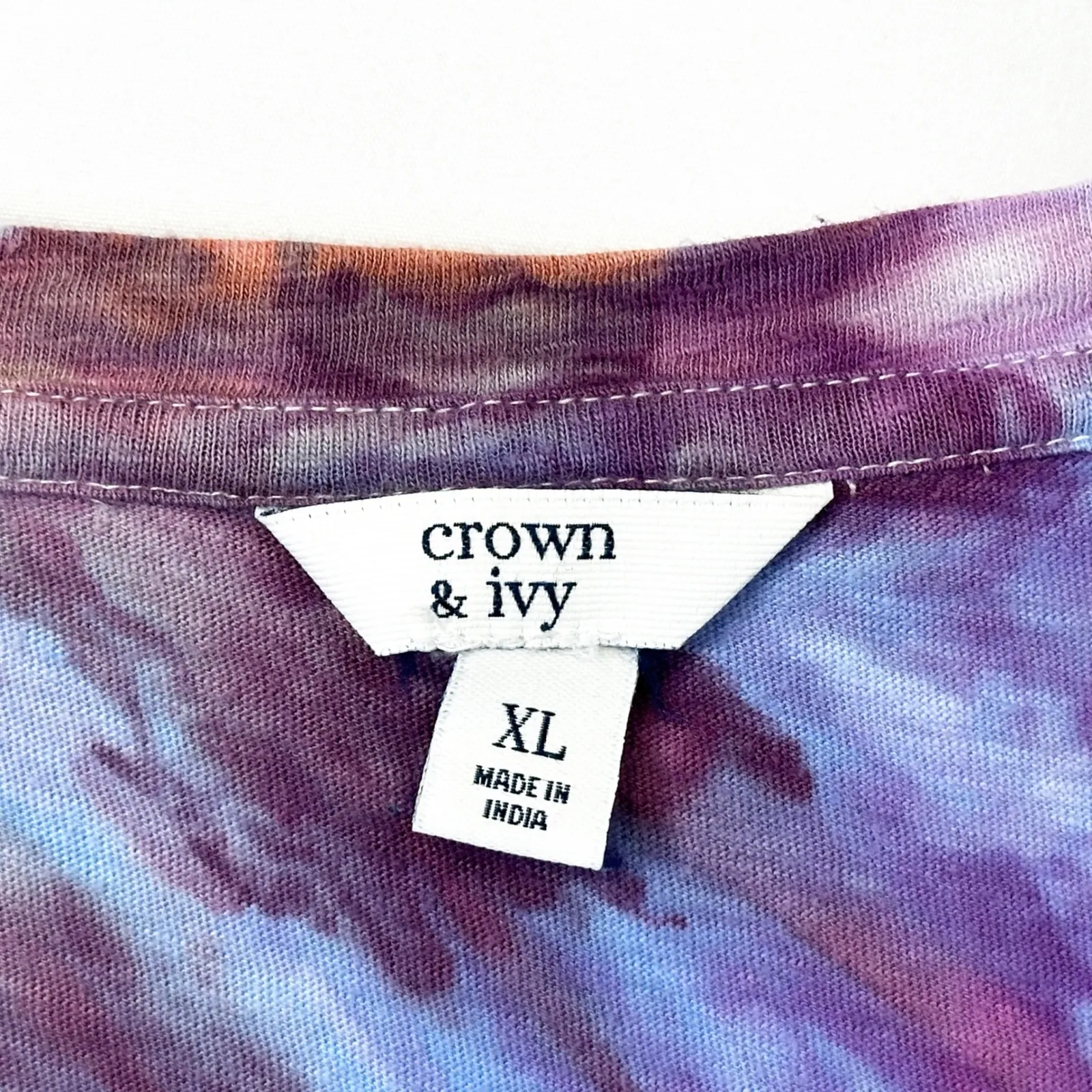 Crown &‎ Ivy XL Top Handmade Tie Dye Flutter Sleeve Eyelet Purple Mauve 1737 - Image 14