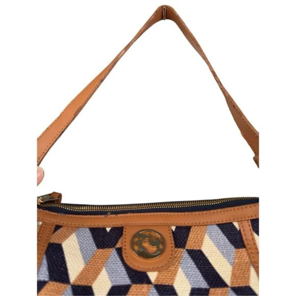 Spartina‎ 449 Daufuskie Island Women's Geometric Shoulder Bag Blue Tan Medium - Image 3