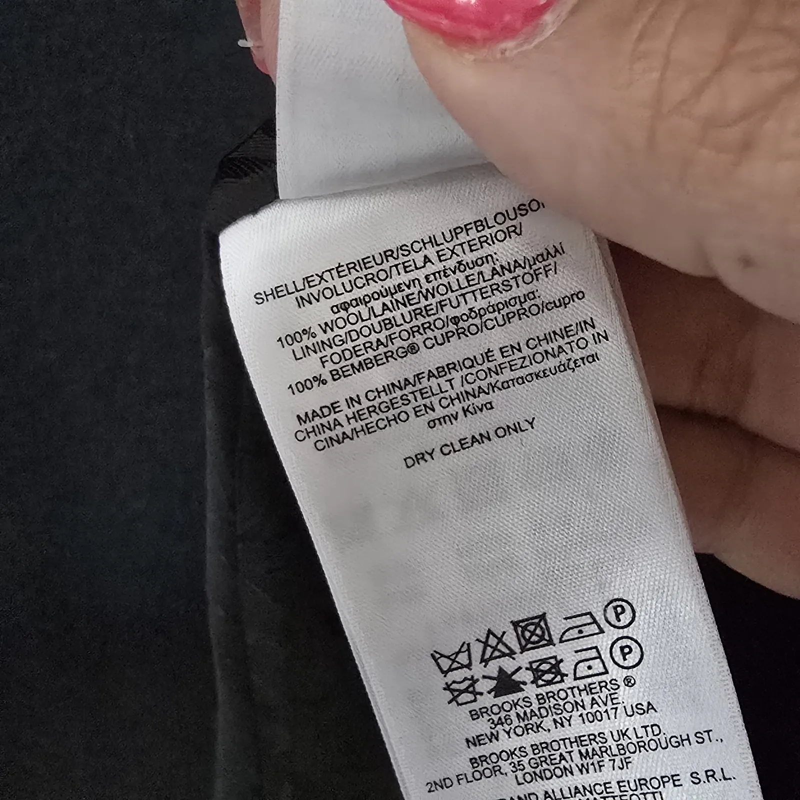 Brooks Brothers Classic Italian Wool Button Up Coat Size 12P Black Loro Piana - Image 6