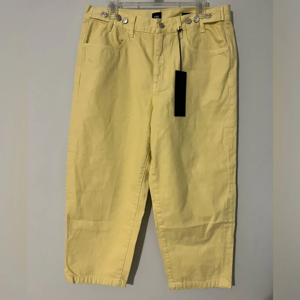 Edwin Maiia Lemonade Yellow Cropped Wide Leg Jeans Size M‎ - Image 3