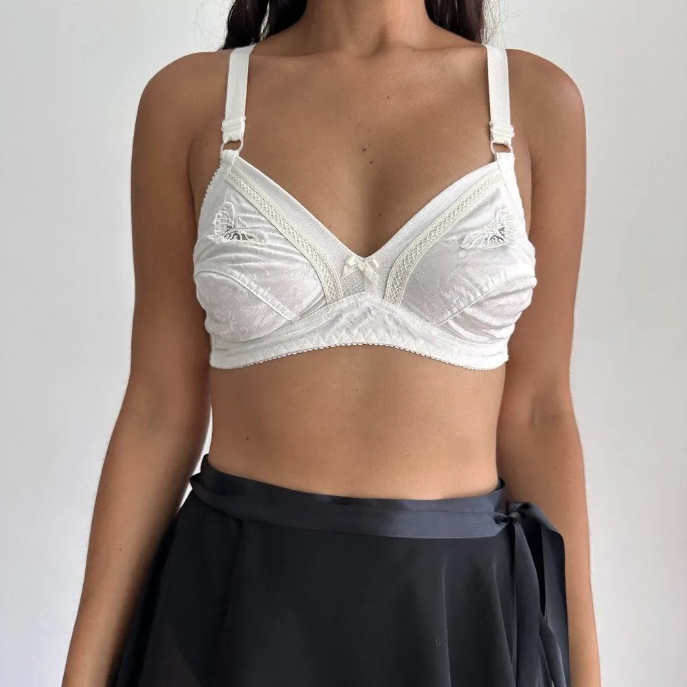 Vintage white embroidered jacquard bra White - Image 3