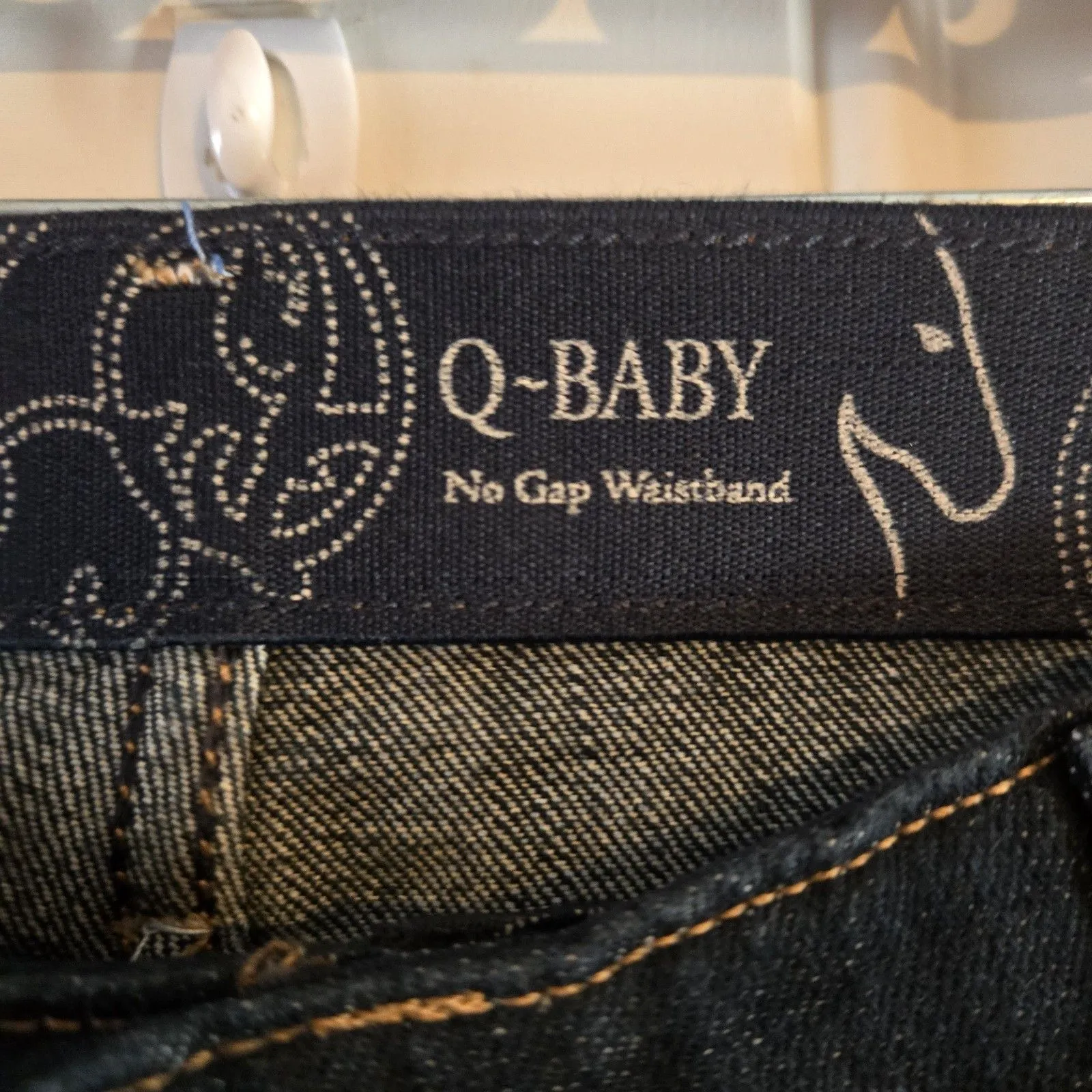 Wrangler Q Baby No Gap Waistband Women Sz 9/10 × 36 Jeans Straight Leg Dark Blue - Image 3