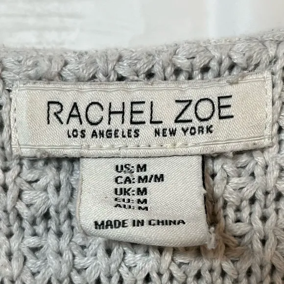 Rachel Zoe Los Angeles NY Hooded Sweater Womens Size Medium‎ Grey Soft Casual - Image 3