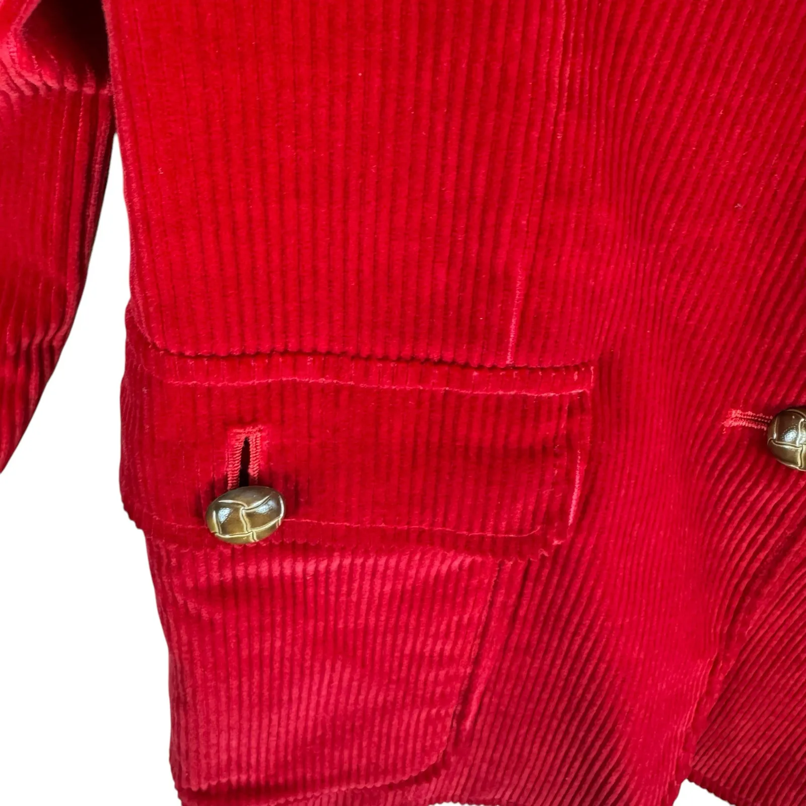 Compositions Vintage Red Corduroy Single Breasted Button Up Blazer Scarf Size 14 - Image 5