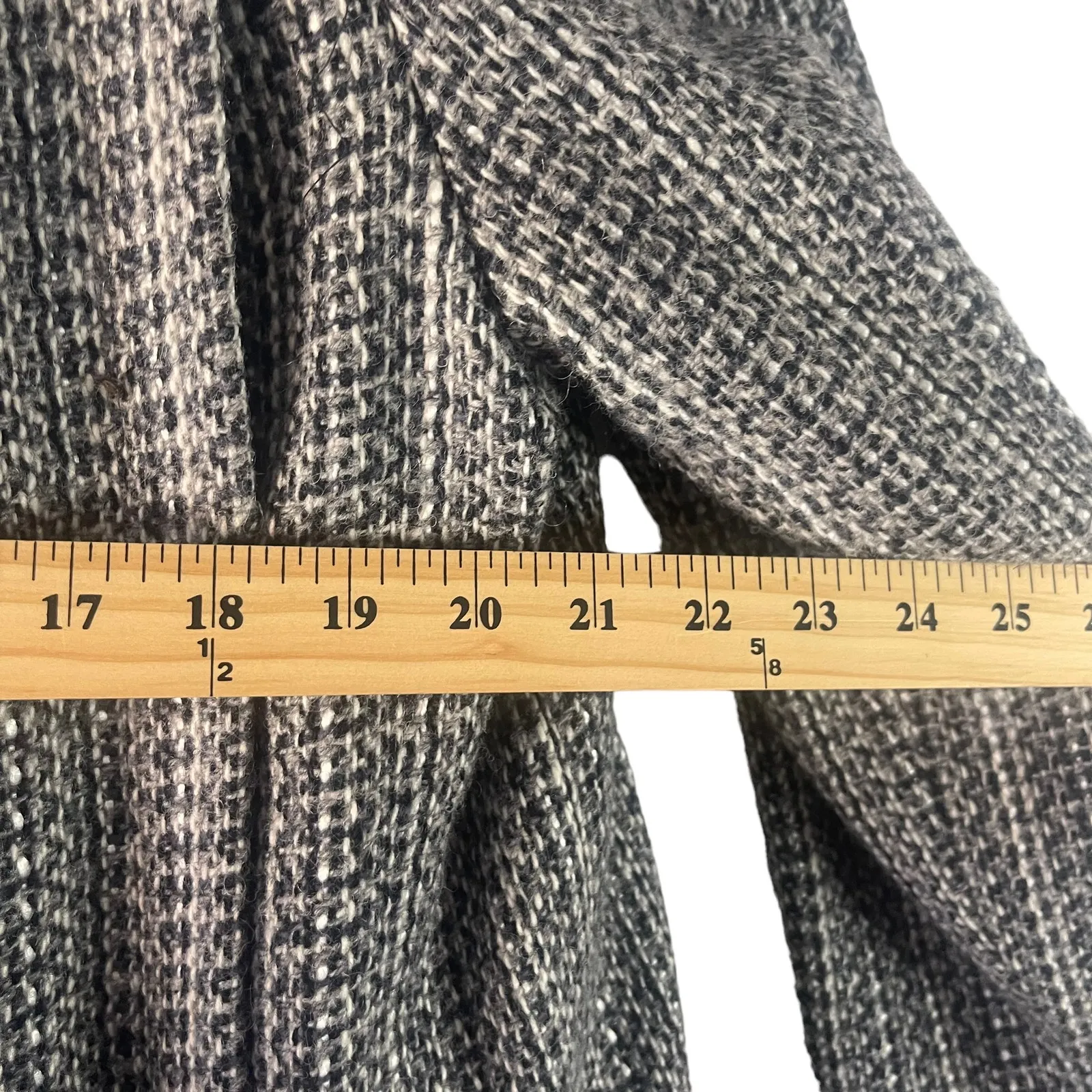 Dani Colby Vintage 90s Plus Size 18W Tweed Button Up‎ Trench Coat Gray - Image 7