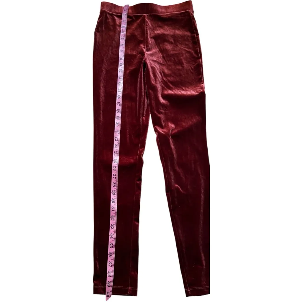 Forever 21 Velvet Wine Elastic Waist  Leggings Sz L - Image 5