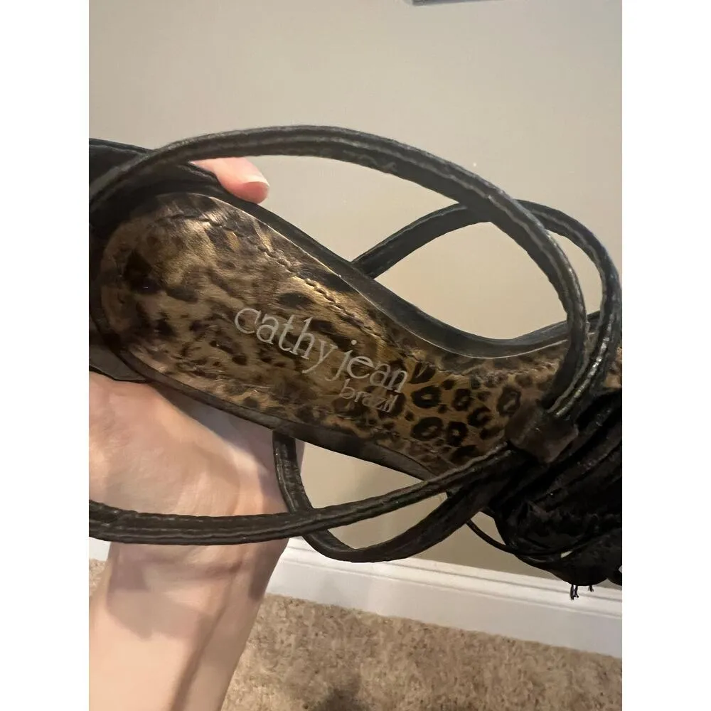 Cathy Jean Brazil Strappy Black 4" Stilleto Heels Pumps Black Women's Size 6 GUC - Image 3