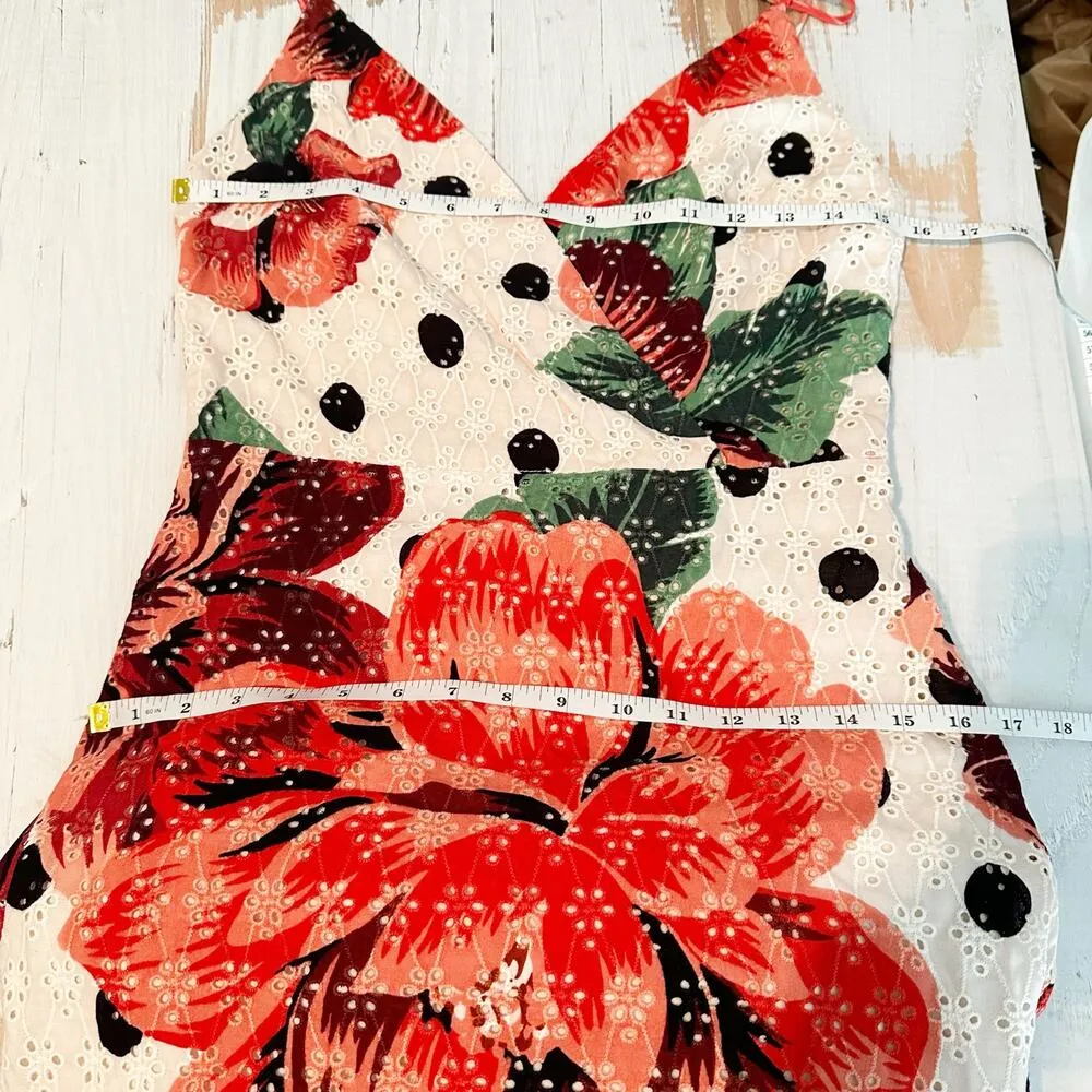 Farm Rio Anthropologie Riviera Florals Eyelet Maxi Dress Size US 6 - Image 11