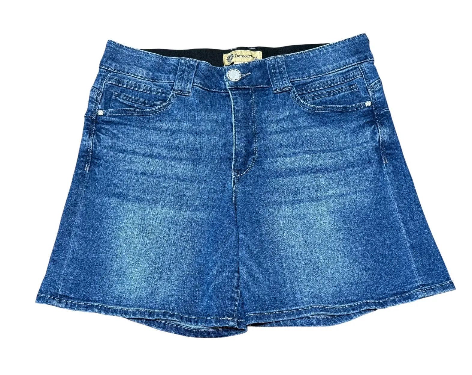 Democracy Denim Blue Jean Shorts Womens Size 12 Elastic Waist Comfort - Image 1