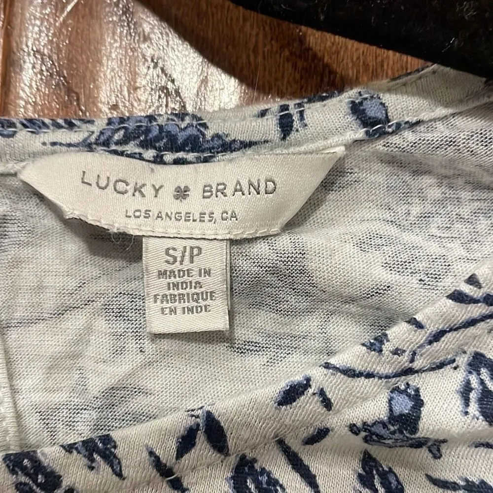 Lucky Brand blue floral long sleeve peplum blouse Small - Image 6