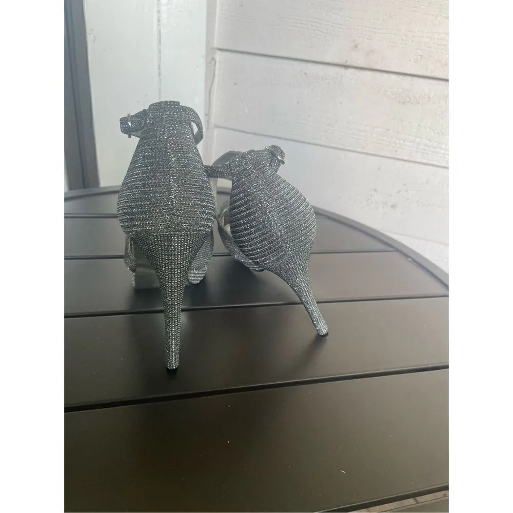 Adrianna Pappel Adrianna Rosalie Pewter Lancelot Platinum Platform Heels Size 8. - Image 9