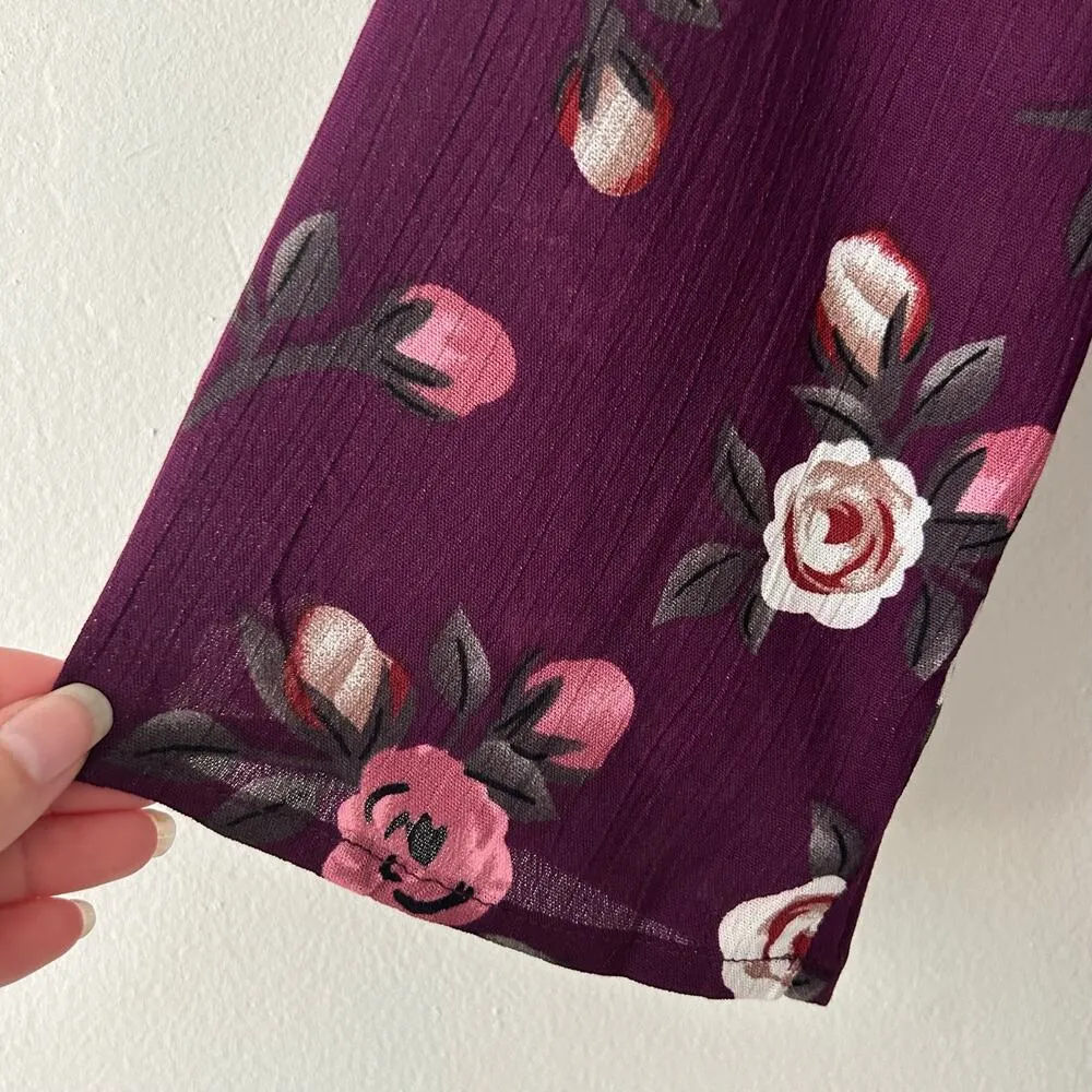 Monday Fun Women's 3/4 Sleeve Dark Purple Floral Tunic Top M Medium NWOT - Image 5