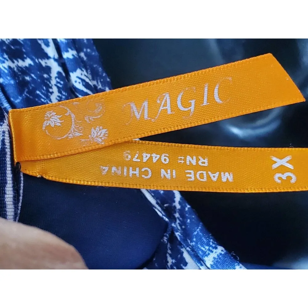 Magic Women Blue Polyester Round Neck Sleeveless Casual Long Maxi Dress Size XL - Image 7