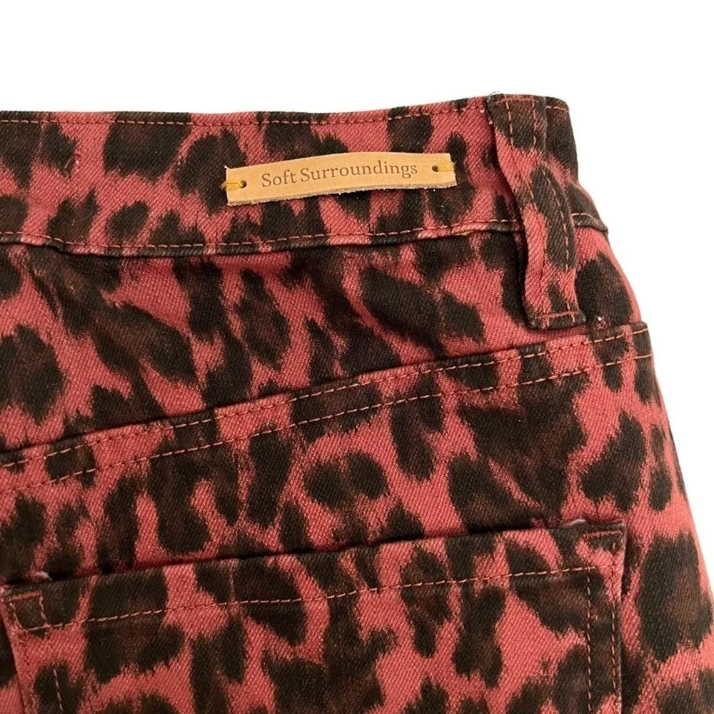 SOFT SURROUNDINGS Ultimate High Rise Leopard Skinny Ankle Jeans Red Size 6 NEW - Image 8