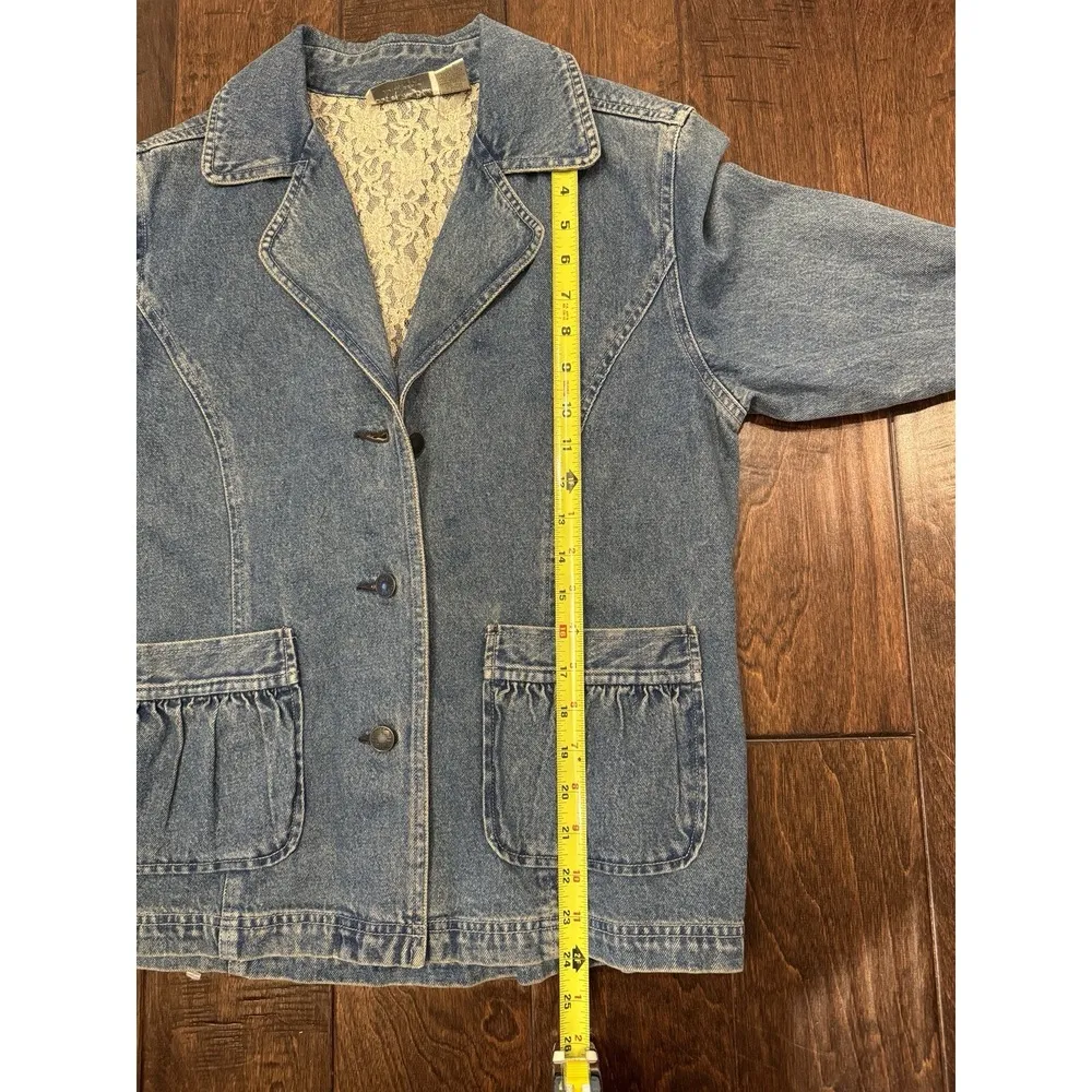 J Jill Jacket Out of The Blue Denim Blazer Chore coat Cotton Blend Small EUC - Image 10