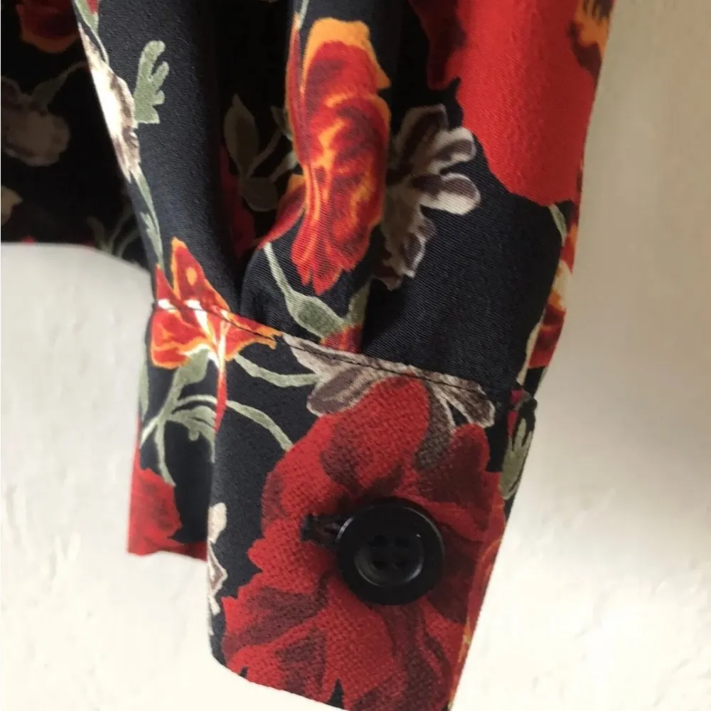 LESLIE FAY sportswear Womens Classic Blouse Size 14 Floral Buttoned Down - Image 6