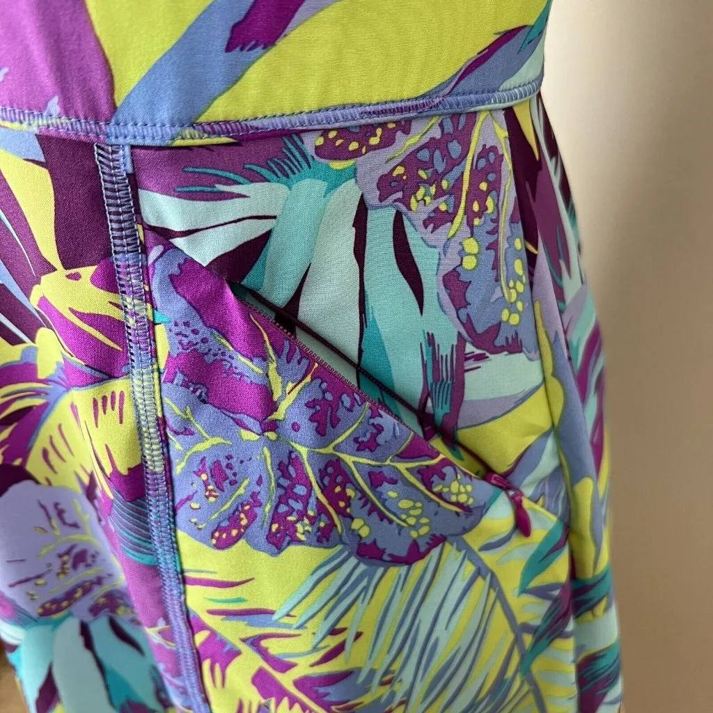 Title Nine Trouble Nimblene Dress 4 Multicolor Tropical‎ Built In Bra Zip A-Line - Image 4