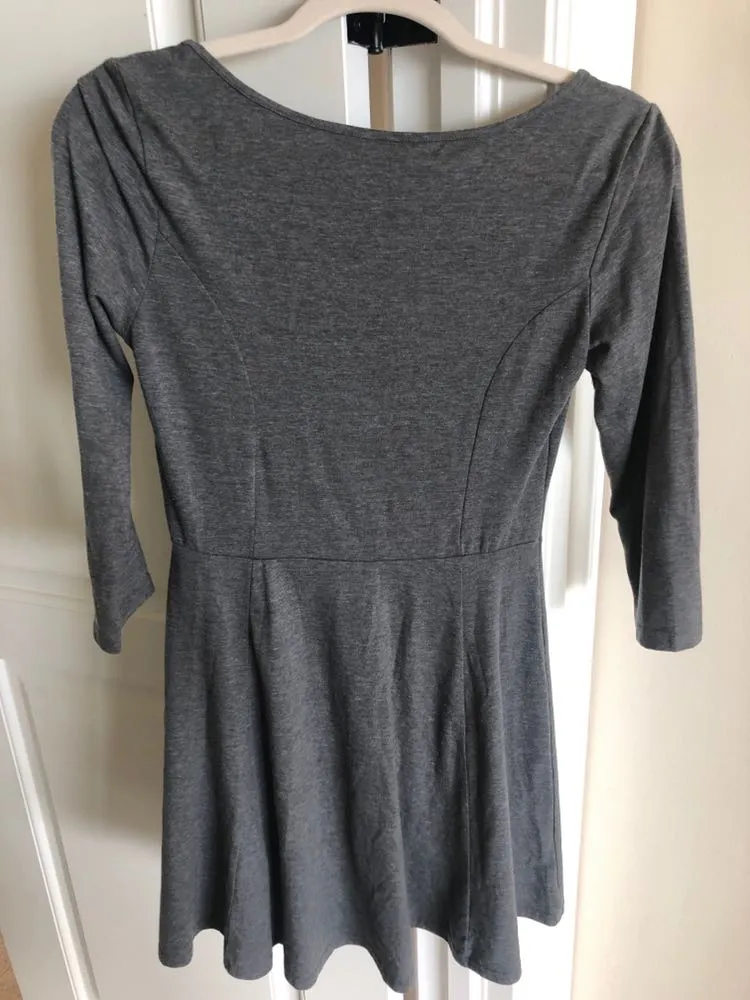 Three Quarter Sleeve Grey Dress - Image 2