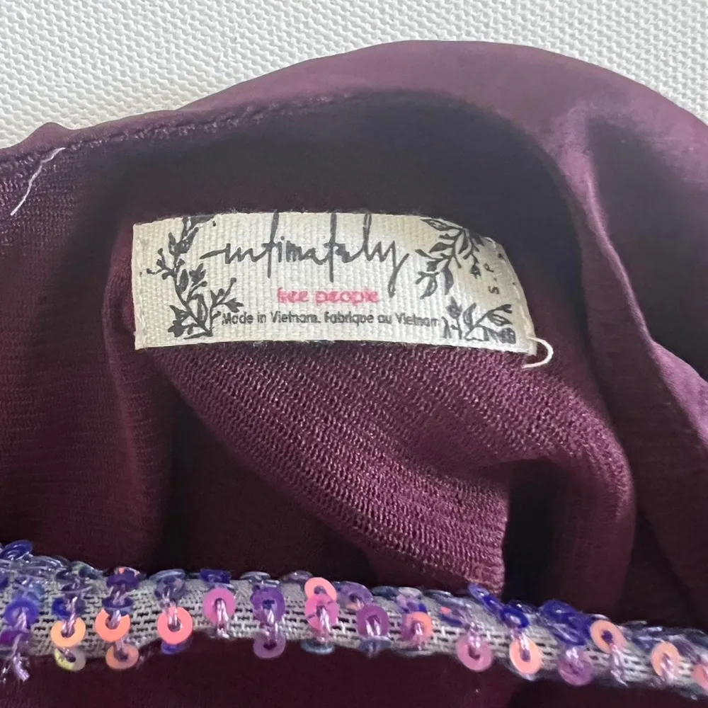 Free People dark purple top with glittery bra top - Image 3
