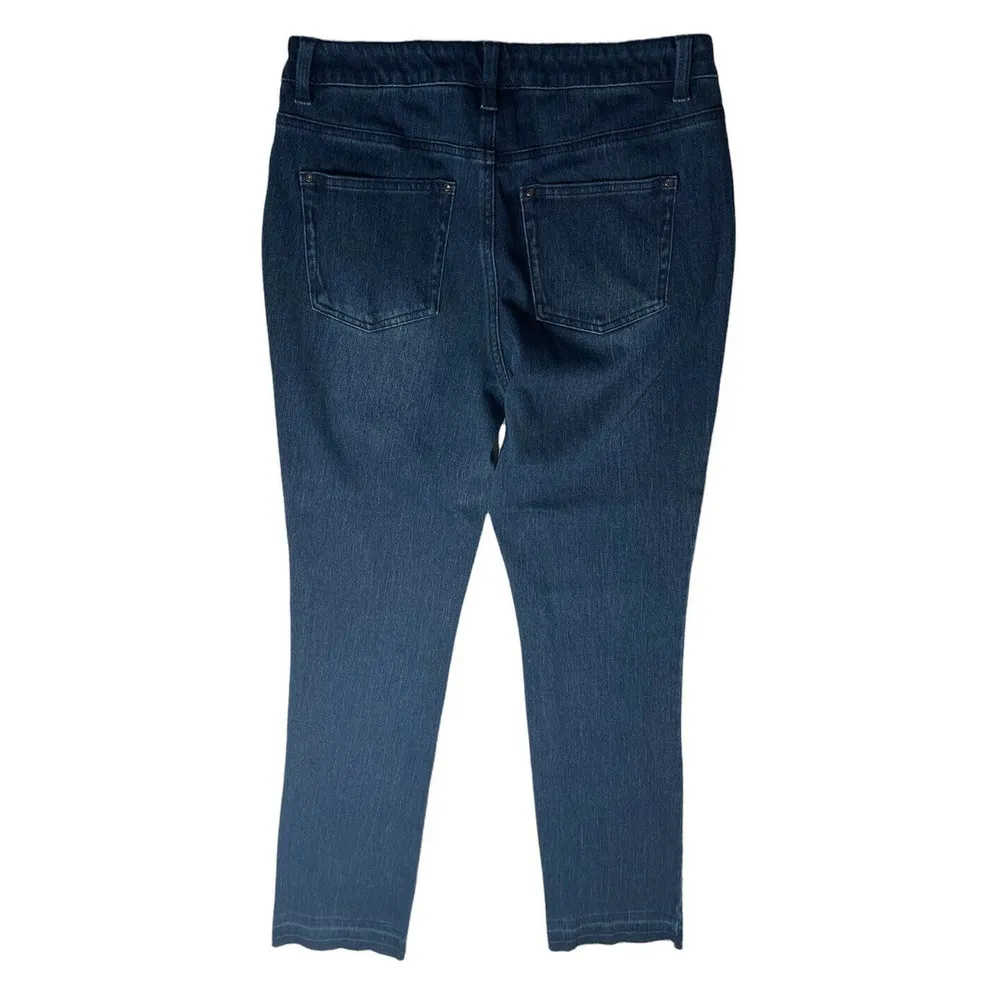 Belle Kim Gravel Womens Stretch Frayed Released Hem Dark Wash Jeans Size 6 - Image 4