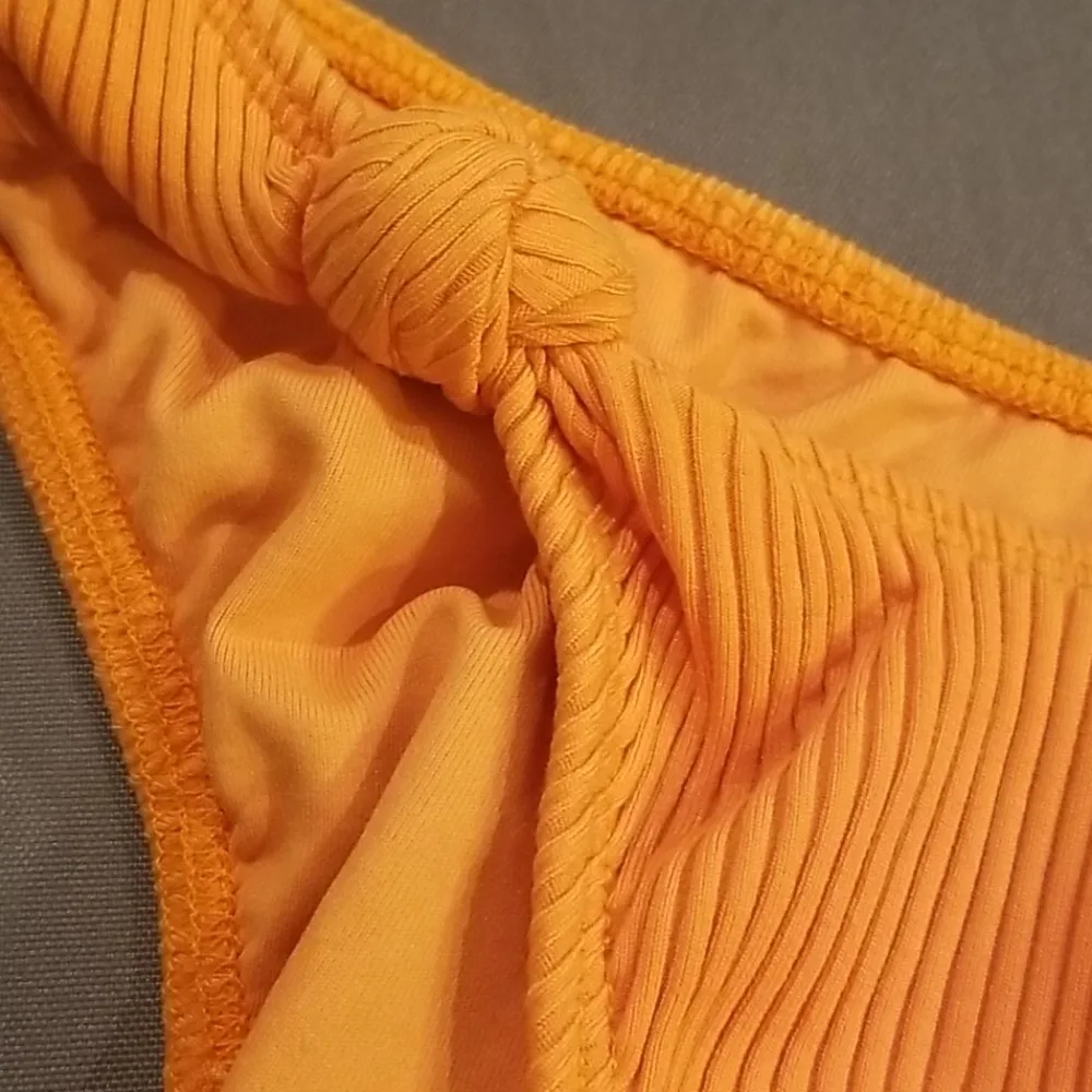 đź’•MINIMALE ANIMALEđź’• Knotted Rib Brief Bikini Bottoms - Orange Small S NWOT - Image 5
