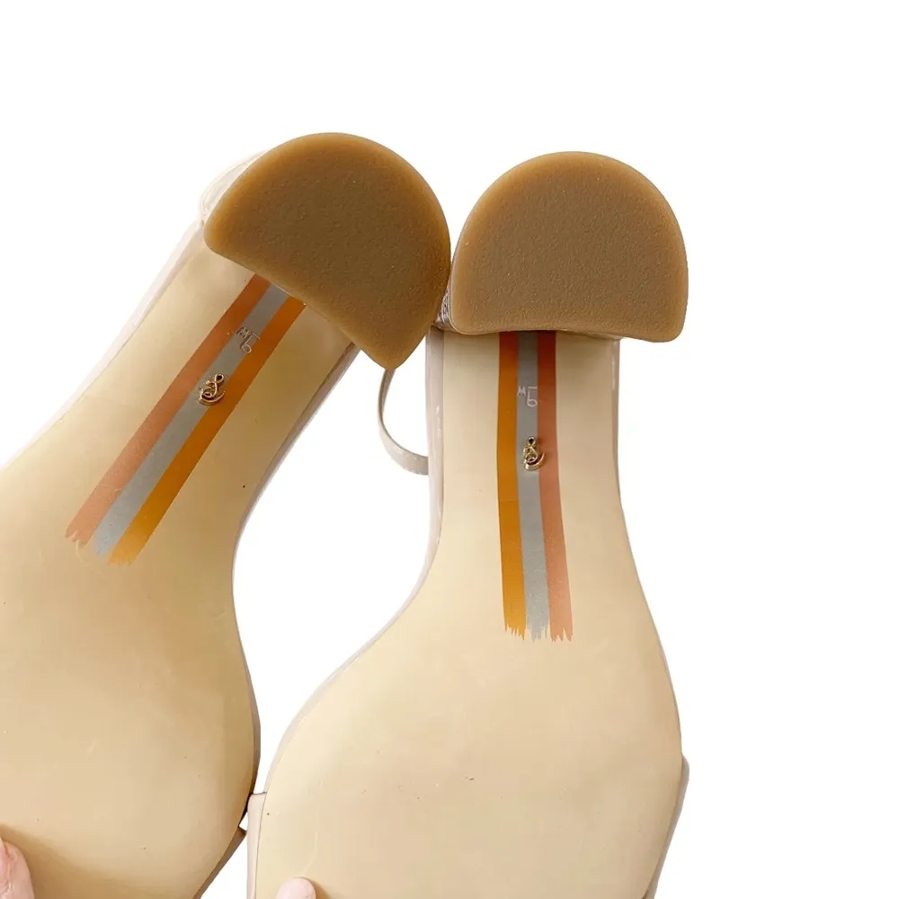 Sam Edelman Yaro Ankle Strap Sandal Beige Patent Ankle Strap Size 9.5 WIDE NWT - Image 7